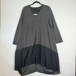 BUYKUD Women Large Grey Dress Soft Fleecy Quiet Luxury Lagenlook Lounge Minimal